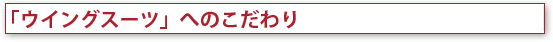 「ウイングスーツ」へのこだわり